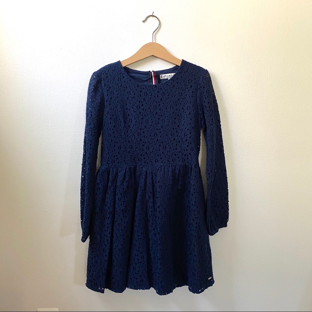 Navy blue lace dress w/ long sleeves size 8